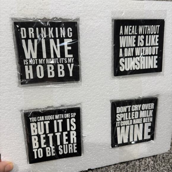 Crystal Wine Glasses Set of 4 with 4 Coasters, Hand Blown Premium Glasses, 19 oz - Picture 3 of 7